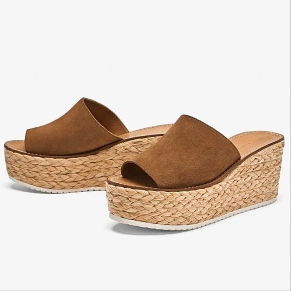 Zara spadrilles/ Mules camel platform summer shoes size 39/9